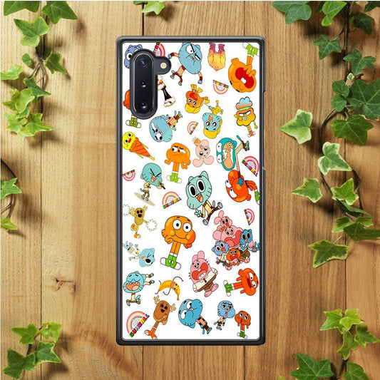 Gumball Doodle Samsung Galaxy Note 10 Case-Rubber / White (2D Case)-Xtracase