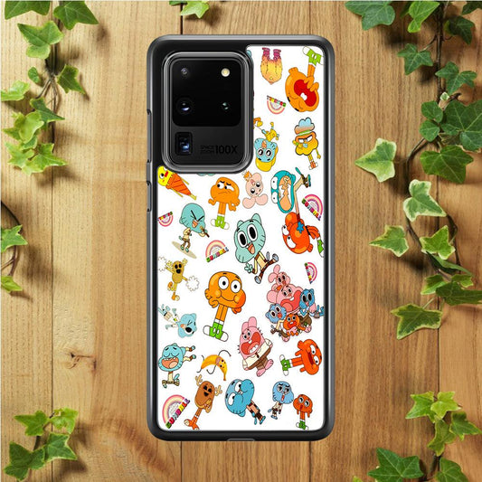 Gumball Doodle Samsung Galaxy S20 Ultra Case-Rubber / Black (2D Case)-Xtracase