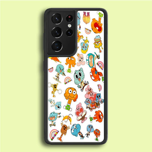 Gumball Doodle Samsung Galaxy S21 Ultra Case-Rubber / Black (2D Case)-Xtracase