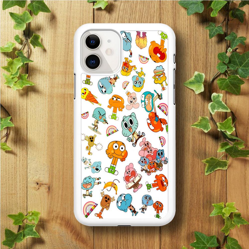 Gumball Doodle iPhone 11 Case-Rubber / White (2D Case)-Xtracase