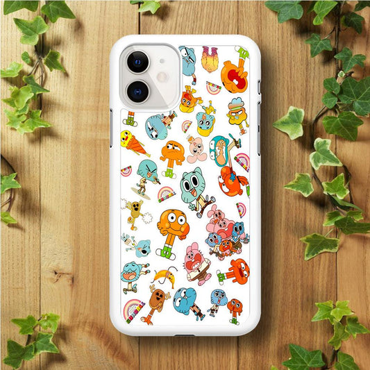Gumball Doodle iPhone 11 Case-Rubber / White (2D Case)-Xtracase