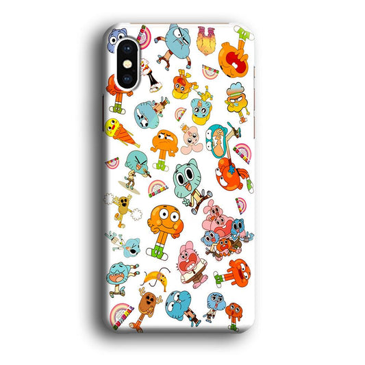 Gumball Doodle iPhone Xs Case-Plastic / Full Wrap (3D Case)-Xtracase
