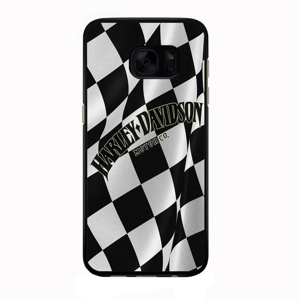 Harley Davidson Black White Flag Samsung Galaxy S7 Edge Case-Rubber / Black (2D Case)-Xtracase