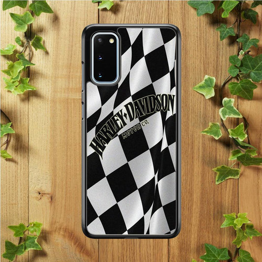 Harley Davidson Black White Flag Samsung Galaxy S20 Case-Rubber / Black (2D Case)-Xtracase