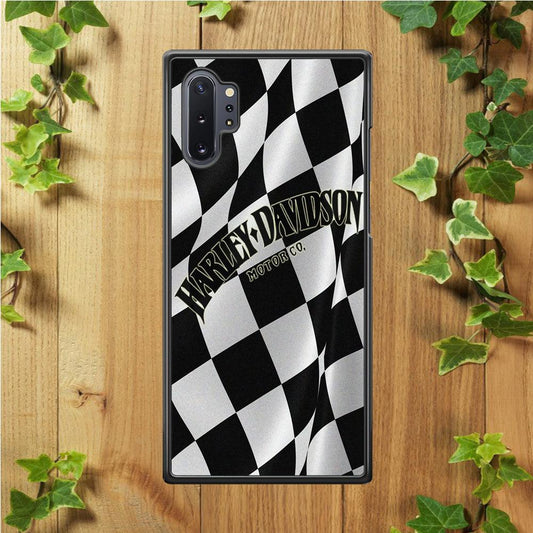 Harley Davidson Black White Flag Samsung Galaxy Note 10 Plus Case-Rubber / White (2D Case)-Xtracase
