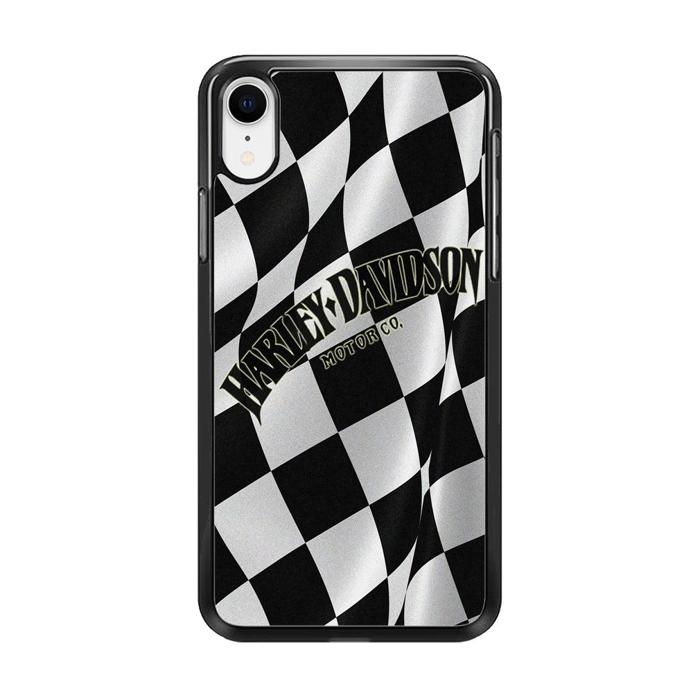 Harley Davidson Black White Flag iPhone XR Case-Rubber / Black (2D Case)-Xtracase