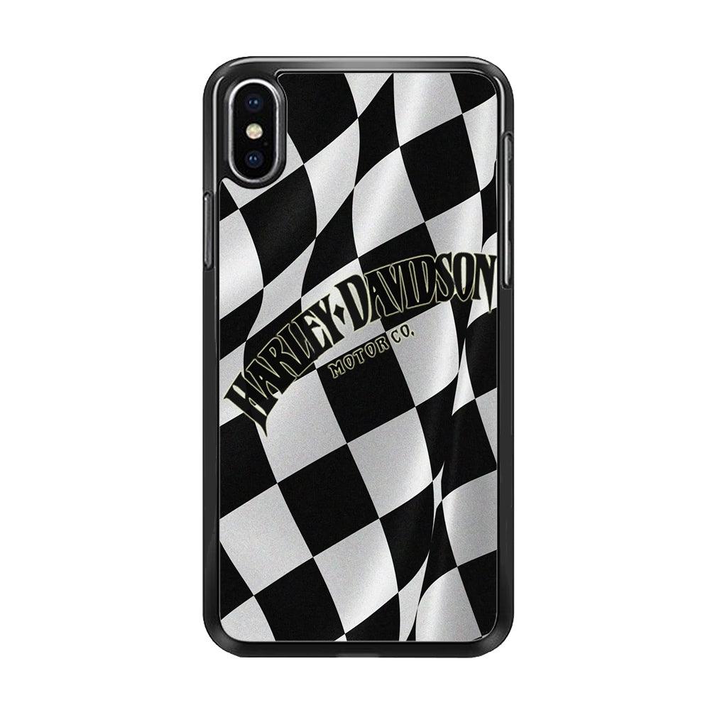 Harley Davidson Black White Flag iPhone X Case-Rubber / Black (2D Case)-Xtracase