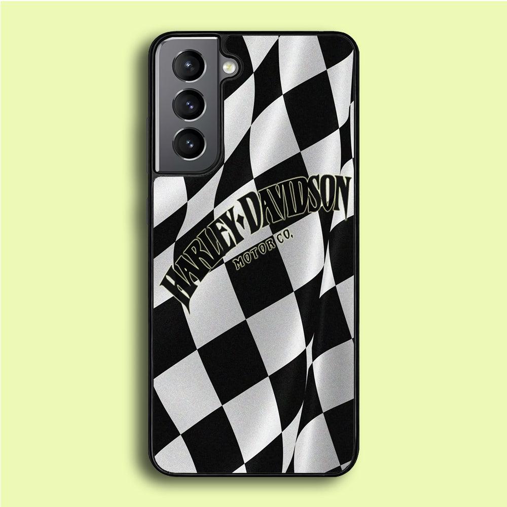 Harley Davidson Black White Flag Samsung Galaxy S21 Plus Case-Rubber / Black (2D Case)-Xtracase