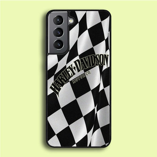 Harley Davidson Black White Flag Samsung Galaxy S21 Case-Rubber / White (2D Case)-Xtracase