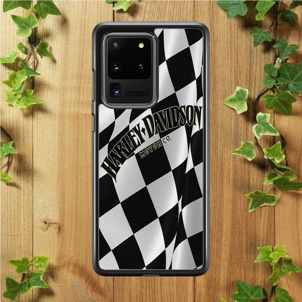 Harley Davidson Black White Flag Samsung Galaxy S20 Ultra Case-Plastic / Full Wrap (3D Case)-Xtracase