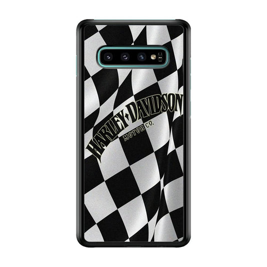 Harley Davidson Black White Flag Samsung Galaxy S10 Plus Case-Plastic / Full Wrap (3D Case)-Xtracase