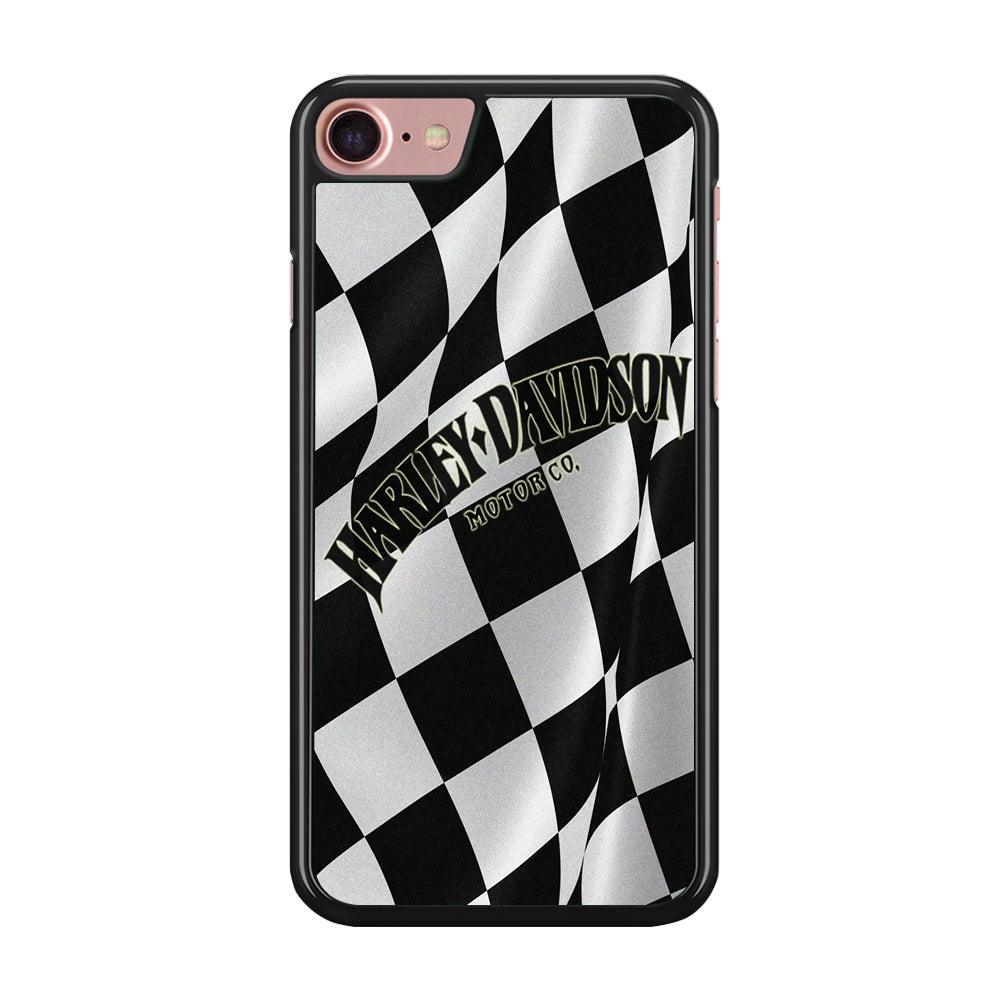 Harley Davidson Black White Flag iPhone SE 2020 Case-Rubber / Black (2D Case)-Xtracase