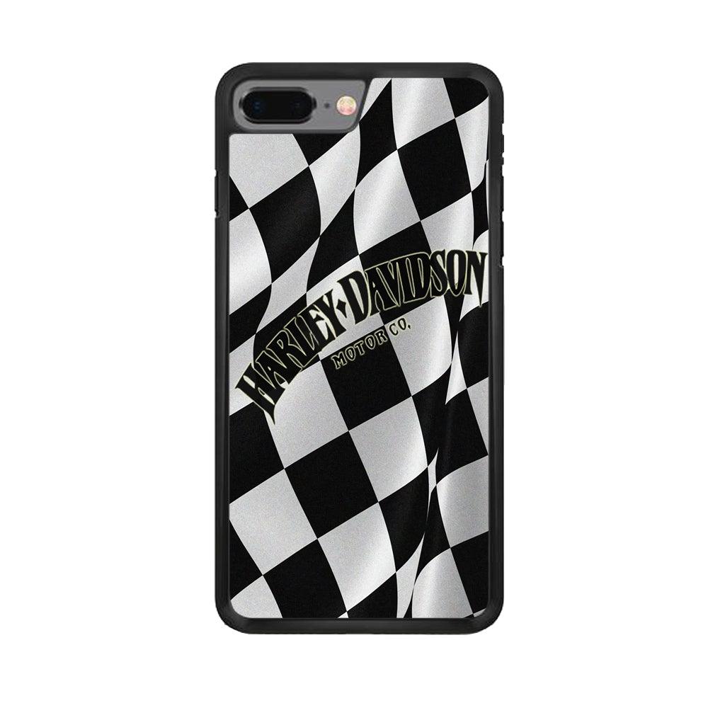 Harley Davidson Black White Flag iPhone 7 Plus Case-Rubber / Black (2D Case)-Xtracase
