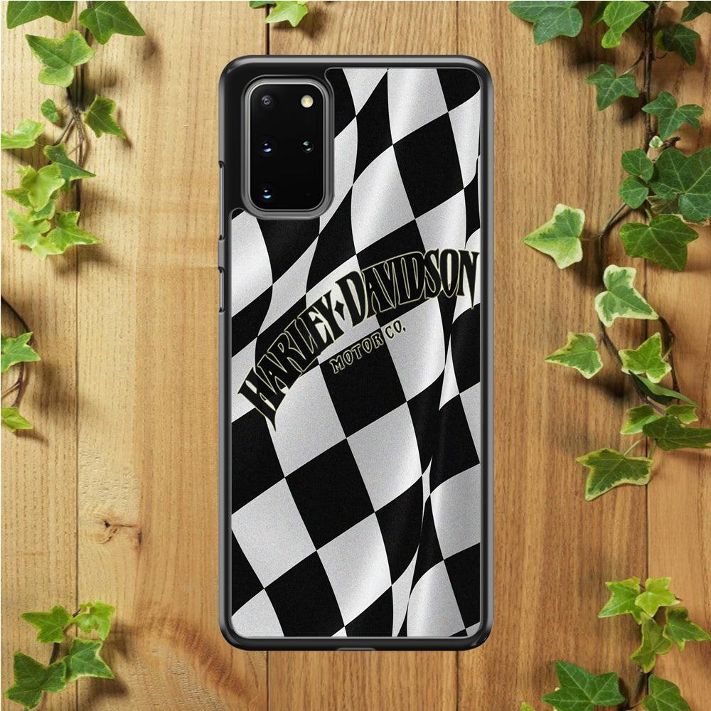 Harley Davidson Black White Flag Samsung Galaxy S20 Plus Case-Rubber / White (2D Case)-Xtracase