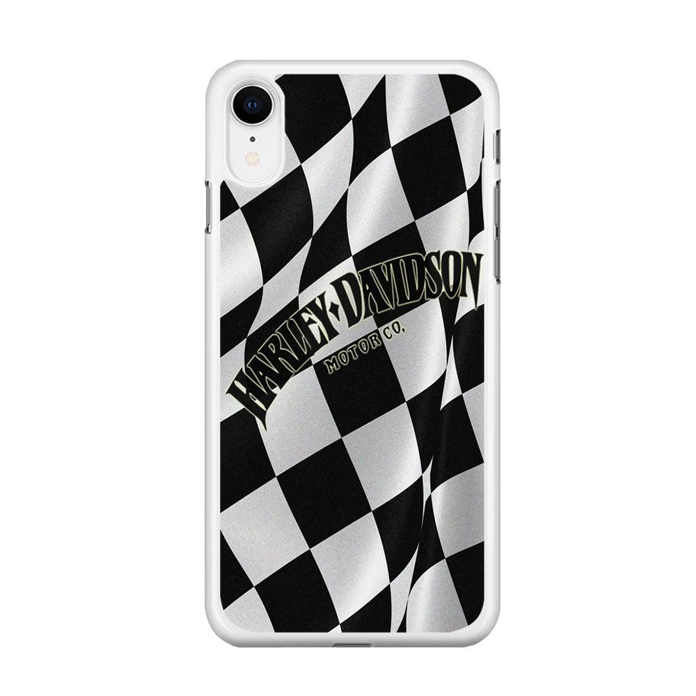 Harley Davidson Black White Flag iPhone XR Case-Rubber / White (2D Case)-Xtracase