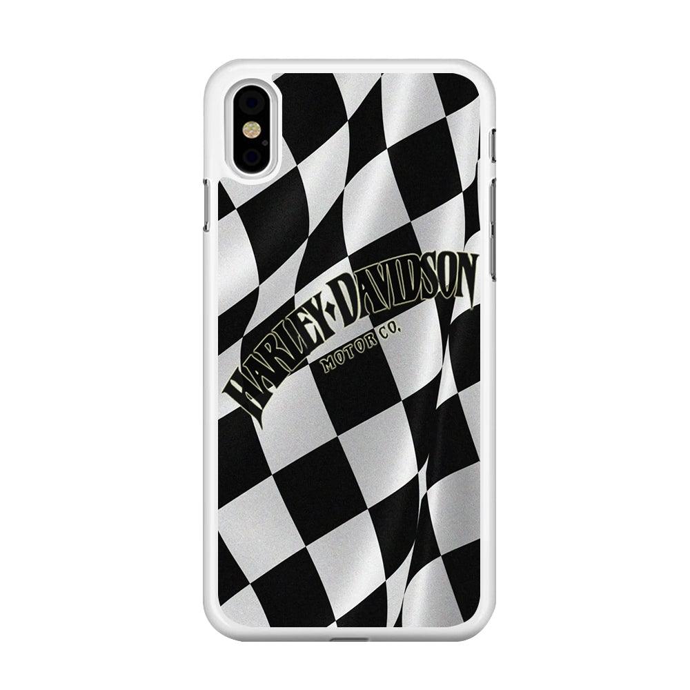 Harley Davidson Black White Flag iPhone X Case-Rubber / White (2D Case)-Xtracase