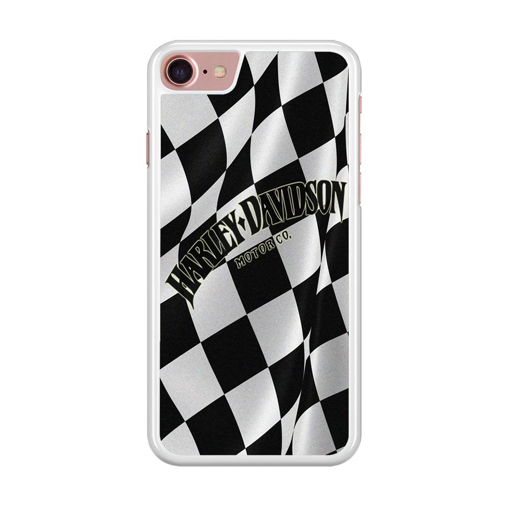 Harley Davidson Black White Flag iPhone SE 2020 Case-Rubber / White (2D Case)-Xtracase