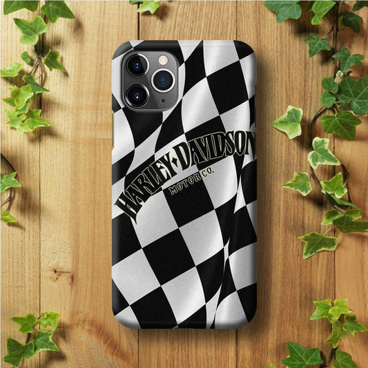 Harley Davidson Black White Flag iPhone 11 Pro Case-Plastic / Full Wrap (3D Case)-Xtracase