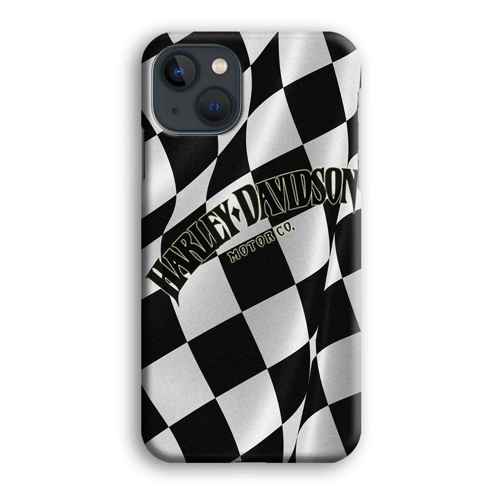 Harley Davidson Black White Flag iPhone 13 Case-Plastic / Full Wrap (3D Case)-Xtracase