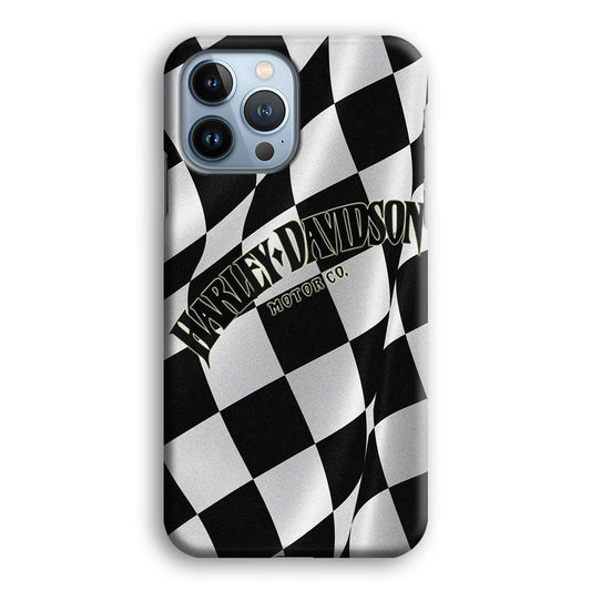 Harley Davidson Black White Flag iPhone 13 Pro Max Case-Plastic / Full Wrap (3D Case)-Xtracase