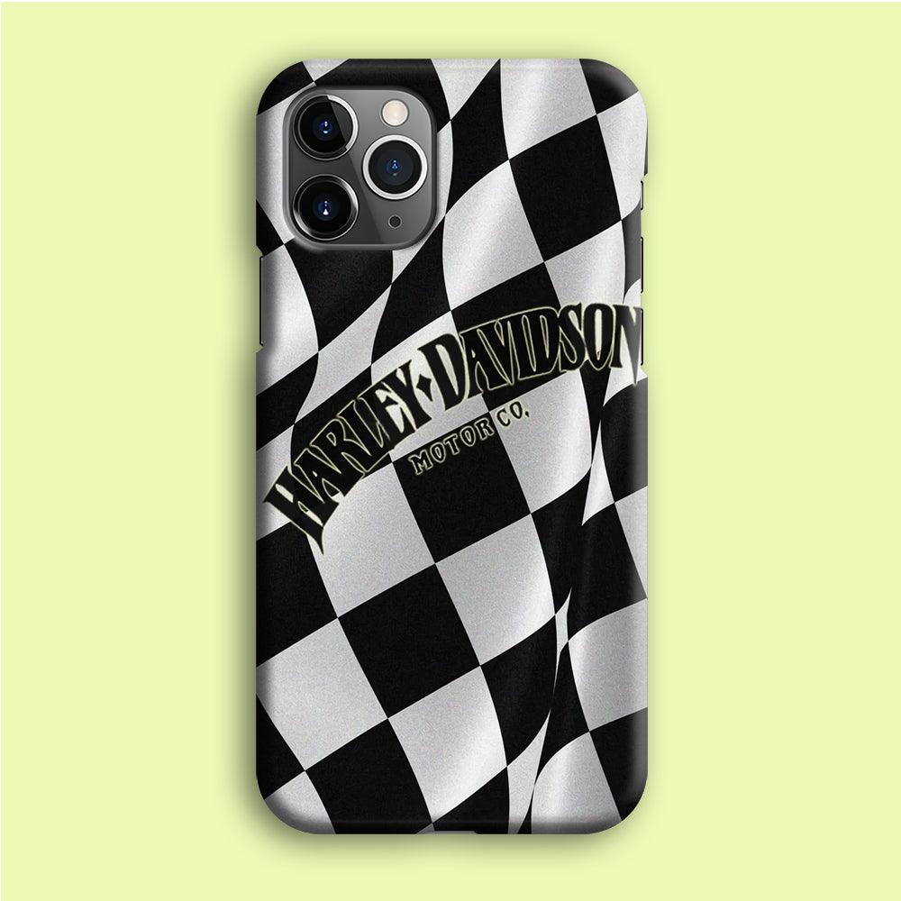 Harley Davidson Black White Flag iPhone 12 Pro Case-Plastic / Full Wrap (3D Case)-Xtracase