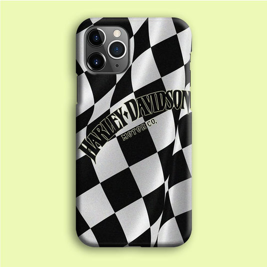 Harley Davidson Black White Flag iPhone 12 Pro Case-Plastic / Full Wrap (3D Case)-Xtracase