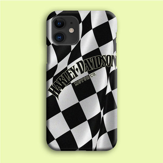 Harley Davidson Black White Flag iPhone 12 Case-Plastic / Full Wrap (3D Case)-Xtracase