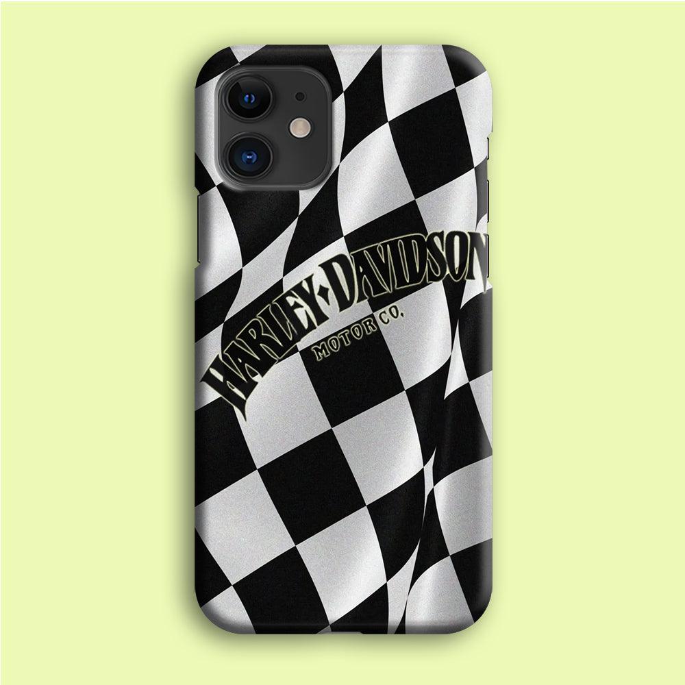 Harley Davidson Black White Flag iPhone 12 Mini Case-Plastic / Full Wrap (3D Case)-Xtracase