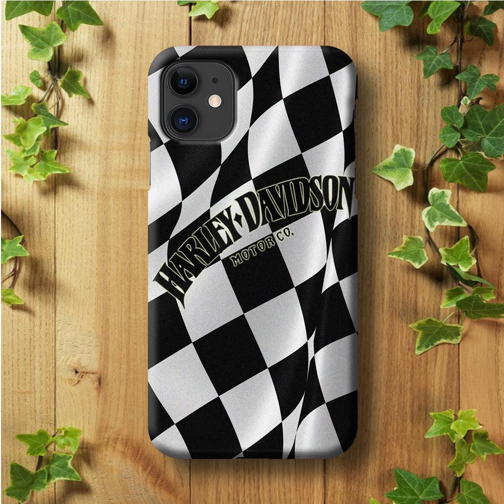 Harley Davidson Black White Flag iPhone 11 Case-Plastic / Full Wrap (3D Case)-Xtracase