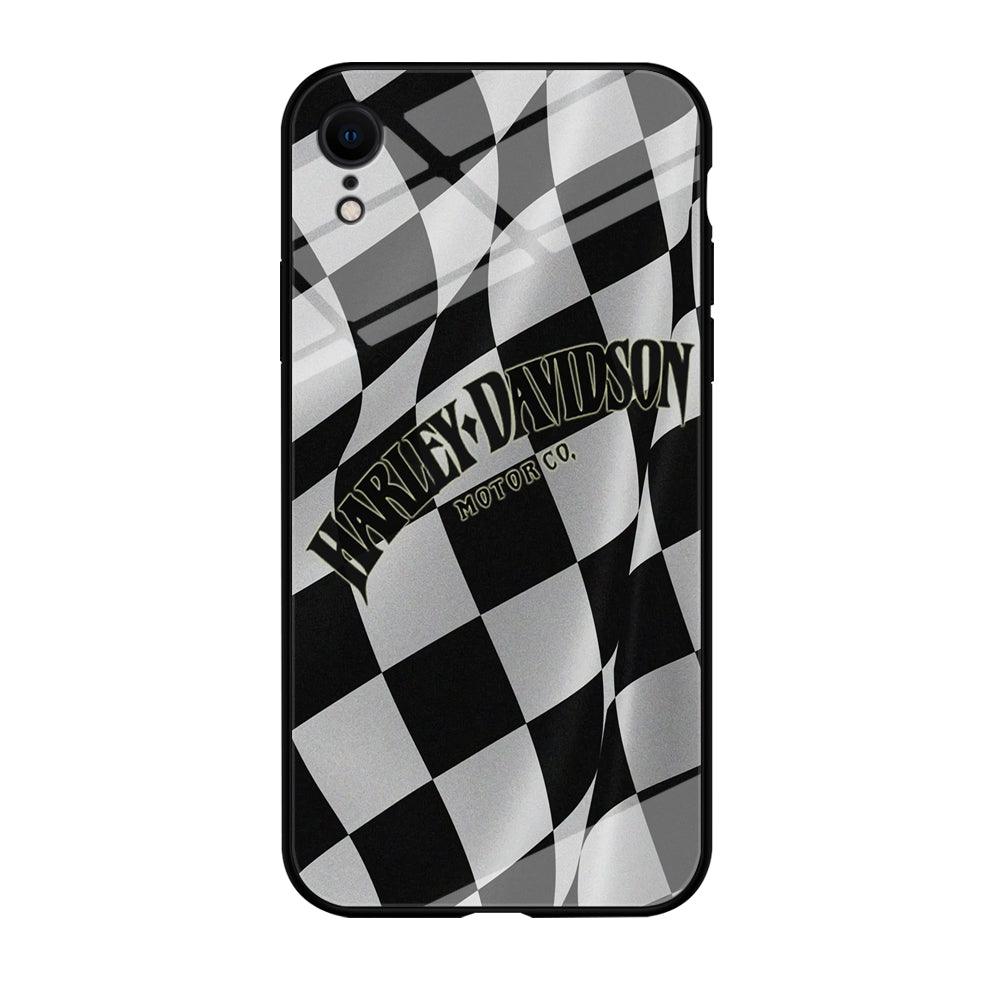 Harley Davidson Black White Flag iPhone XR Case-Tempered Glass Case-Xtracase