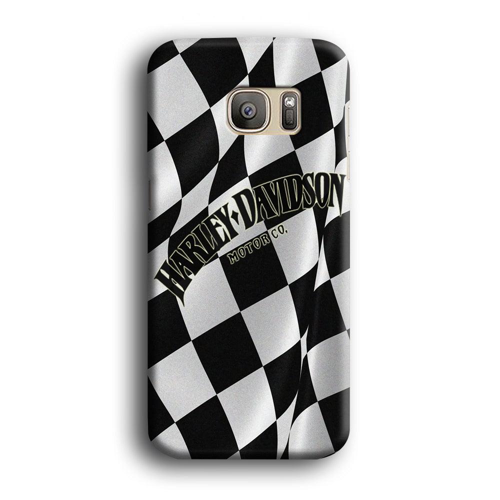 Harley Davidson Black White Flag Samsung Galaxy S7 Edge Case-Plastic / Full Wrap (3D Case)-Xtracase