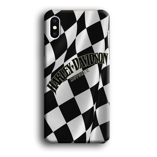 Harley Davidson Black White Flag iPhone X Case-Plastic / Full Wrap (3D Case)-Xtracase