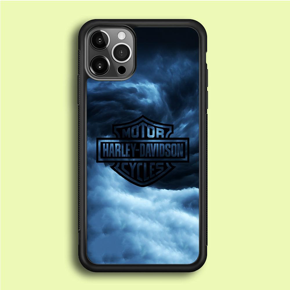 Harley Davidson Cloud iPhone 12 Pro Case-Rubber / Black (2D Case)-Xtracase
