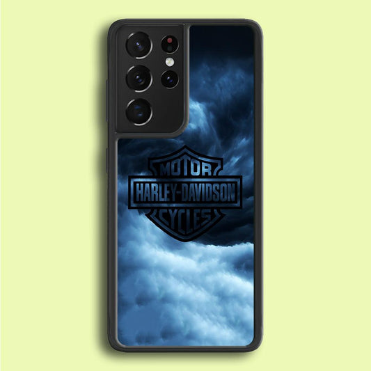 Harley Davidson Cloud Samsung Galaxy S21 Ultra Case-Rubber / White (2D Case)-Xtracase