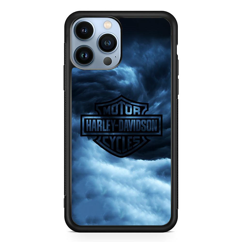Harley Davidson Cloud iPhone 13 Pro Max Case-Rubber / Black (2D Case)-Xtracase