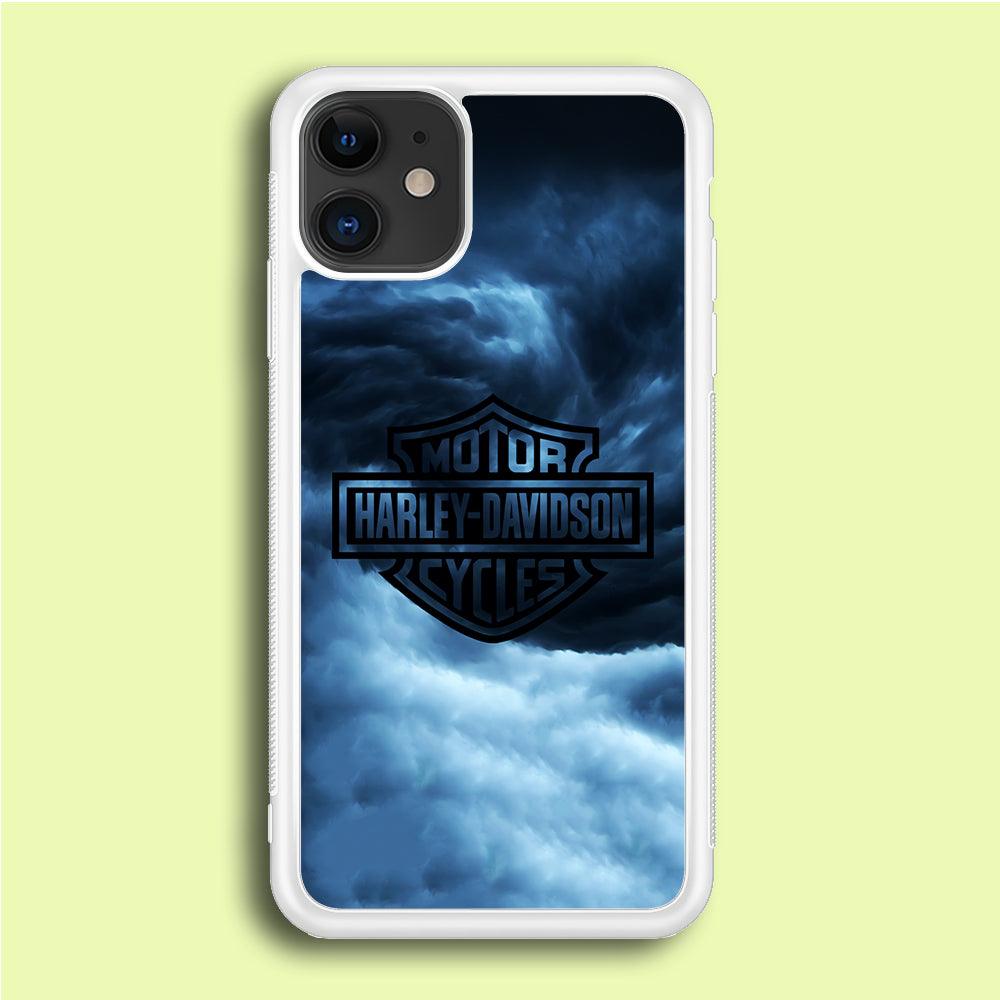 Harley Davidson Cloud iPhone 12 Case-Rubber / White (2D Case)-Xtracase