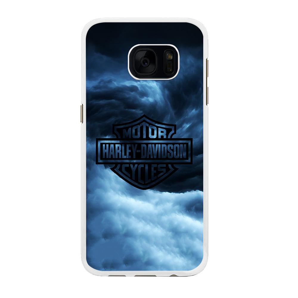Harley Davidson Cloud Samsung Galaxy S7 Edge Case-Rubber / White (2D Case)-Xtracase