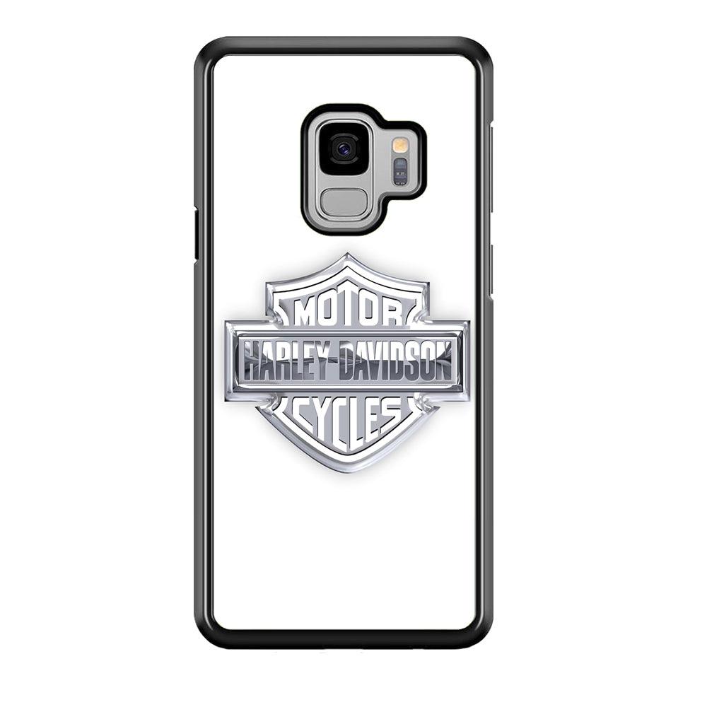 Harley Davidson Logo Silver Samsung Galaxy S9 Case-Plastic / Full Wrap (3D Case)-Xtracase