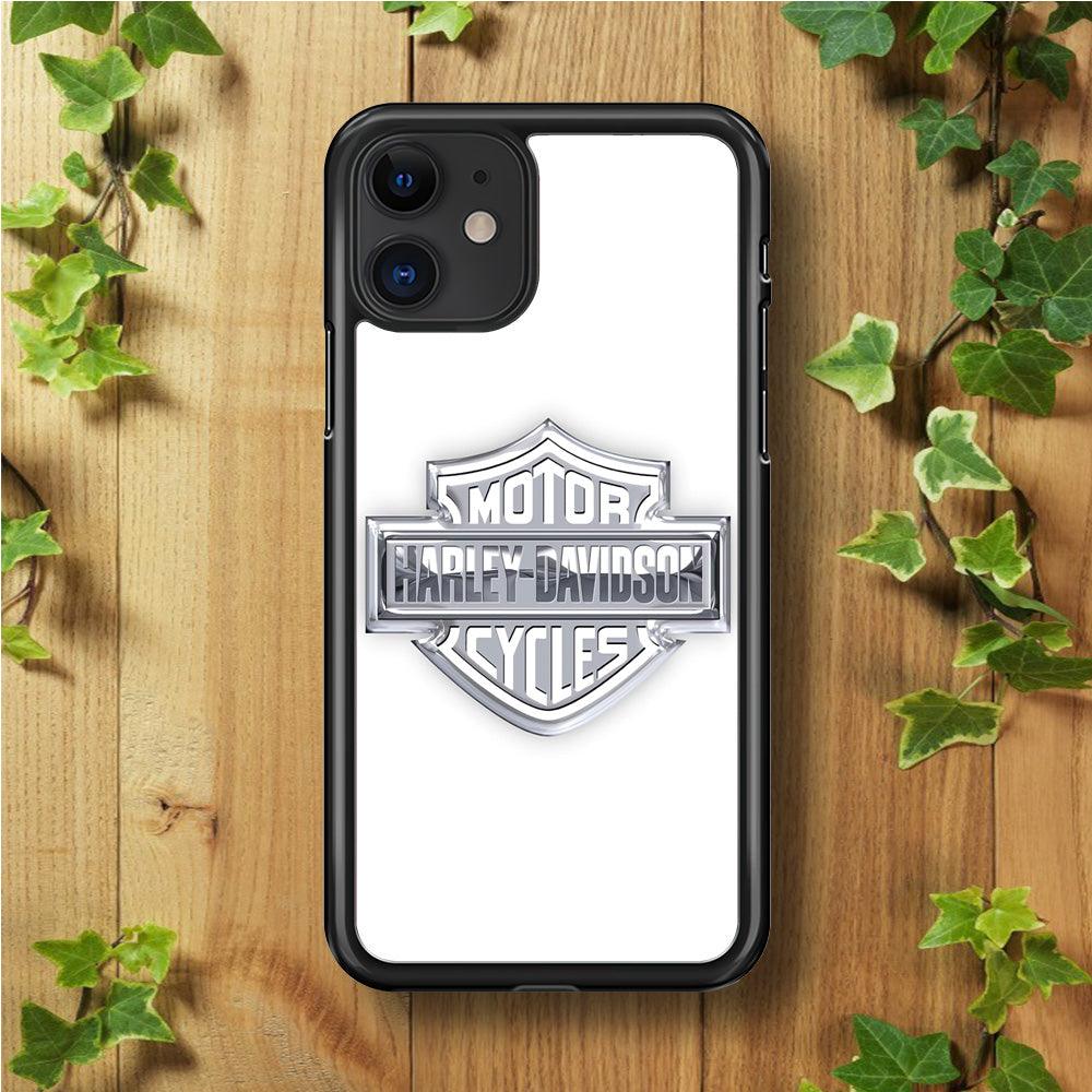 Harley Davidson Logo Silver iPhone 11 Case-Rubber / Black (2D Case)-Xtracase