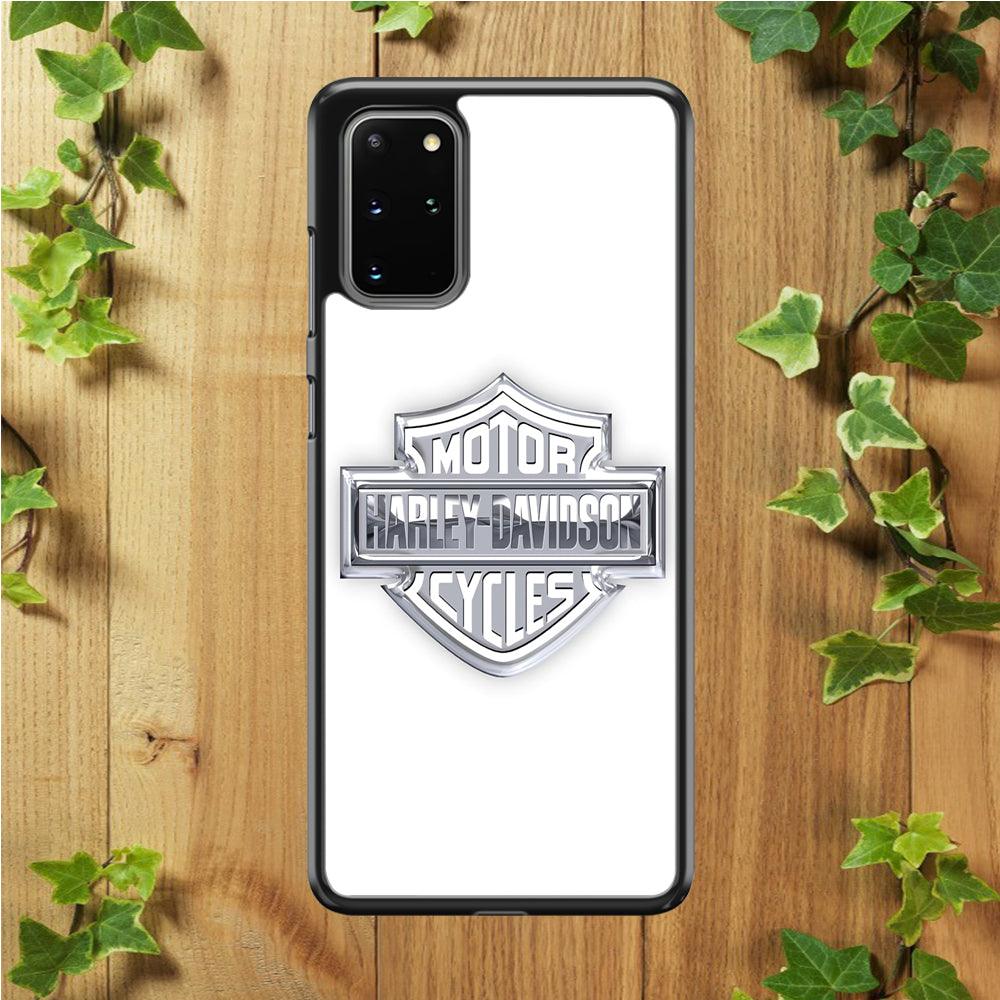 Harley Davidson Logo Silver Samsung Galaxy S20 Plus Case-Rubber / Black (2D Case)-Xtracase