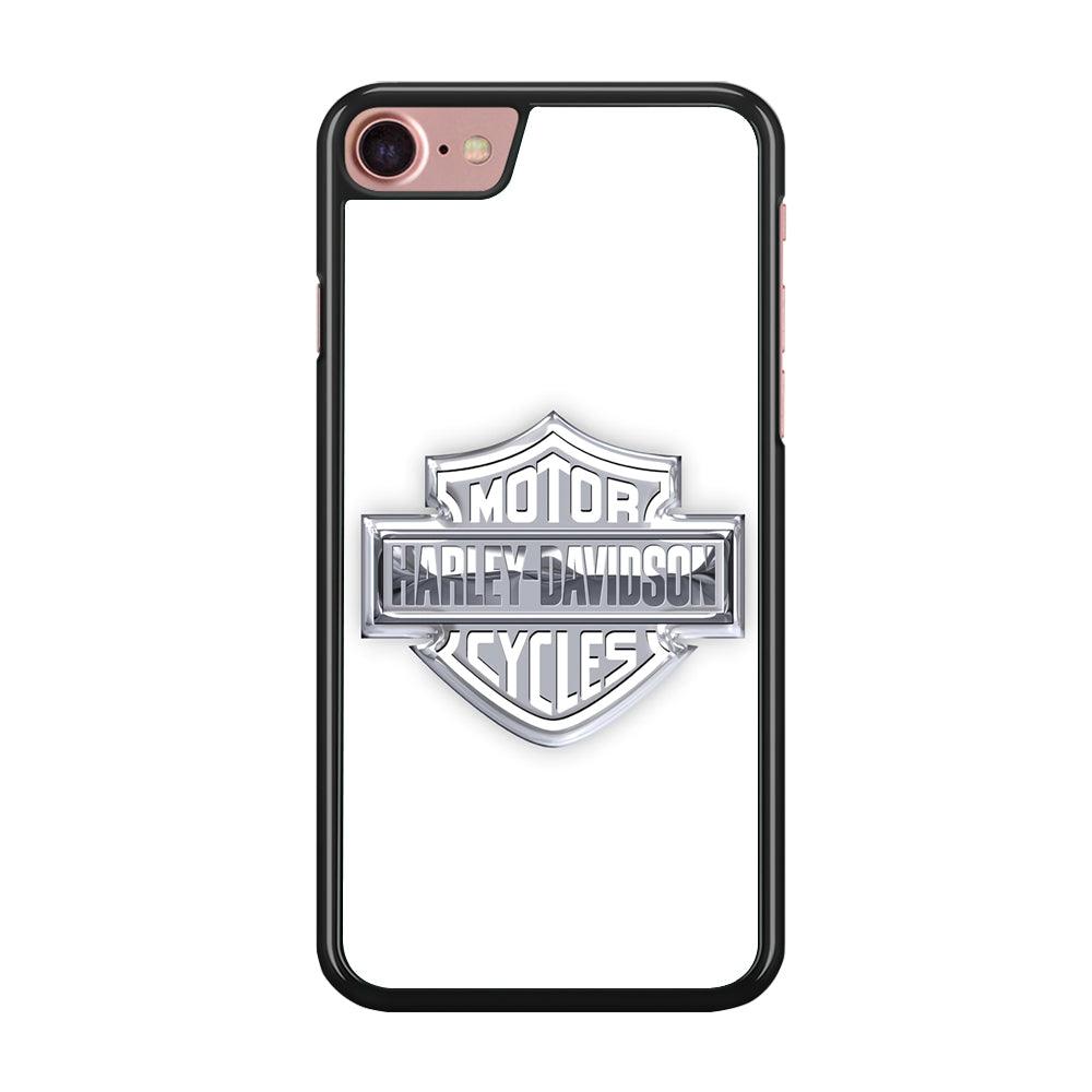 Harley Davidson Logo Silver iPhone 8 Case-Rubber / Black (2D Case)-Xtracase