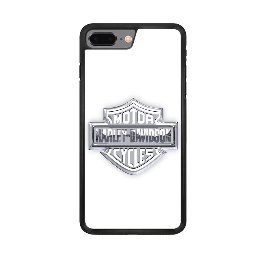 Harley Davidson Logo Silver iPhone 7 Plus Case-Rubber / Black (2D Case)-Xtracase