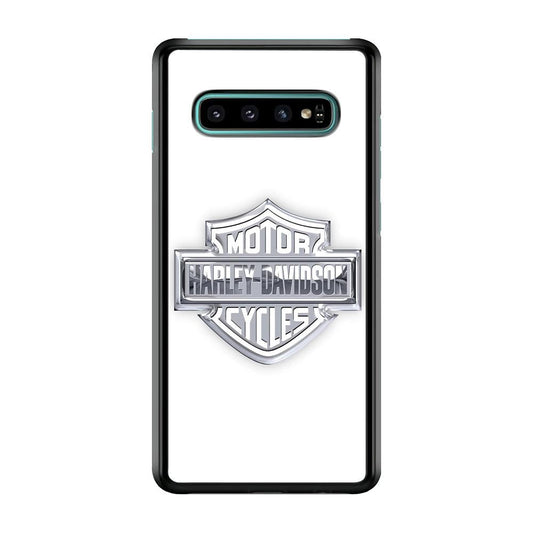 Harley Davidson Logo Silver Samsung Galaxy S10 Case-Plastic / Full Wrap (3D Case)-Xtracase