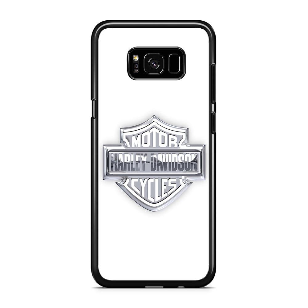 Harley Davidson Logo Silver Samsung Galaxy S8 Case-Rubber / Black (2D Case)-Xtracase