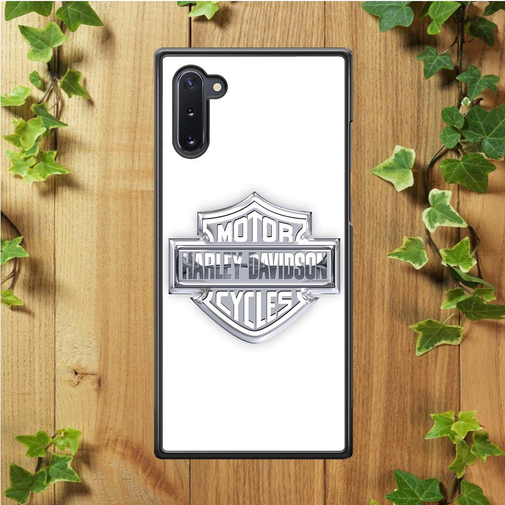 Harley Davidson Logo Silver Samsung Galaxy Note 10 Case-Rubber / White (2D Case)-Xtracase