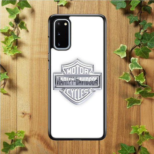 Harley Davidson Logo Silver Samsung Galaxy S20 Case-Plastic / Full Wrap (3D Case)-Xtracase