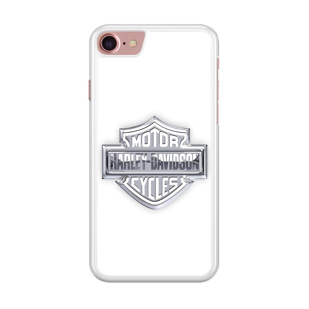 Harley Davidson Logo Silver iPhone 8 Case-Rubber / White (2D Case)-Xtracase