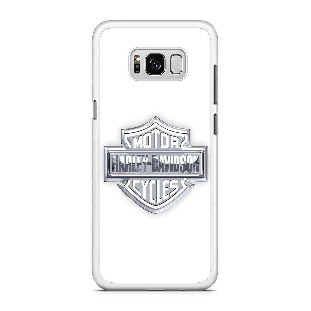 Harley Davidson Logo Silver Samsung Galaxy S8 Case-Rubber / White (2D Case)-Xtracase