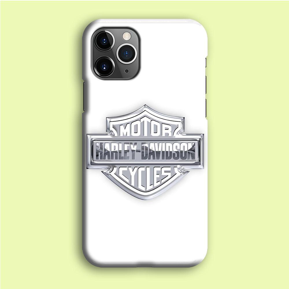 Harley Davidson Logo Silver iPhone 12 Pro Case-Plastic / Full Wrap (3D Case)-Xtracase