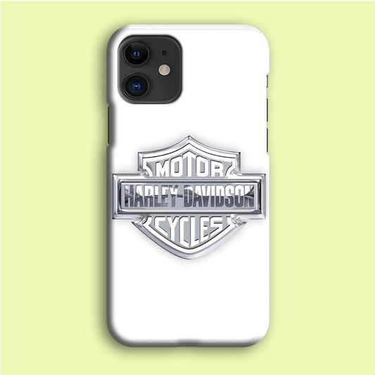 Harley Davidson Logo Silver iPhone 12 Mini Case-Plastic / Full Wrap (3D Case)-Xtracase